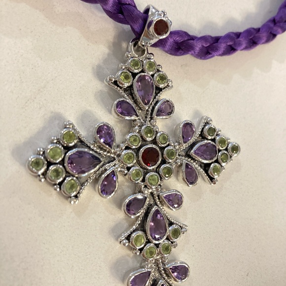 NEW Sterling silver Cross, 3 inch on a 16in rope checker - Picture 7 of 7